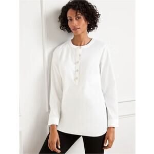 TALBOTS XS Non-Iron Band Collar Tunic CYA length Curved